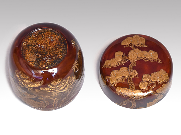 塩釜の浦蒔絵 大棗 内梨地に切金入 豊平翠香(作) 共箱 | 古美術ささき