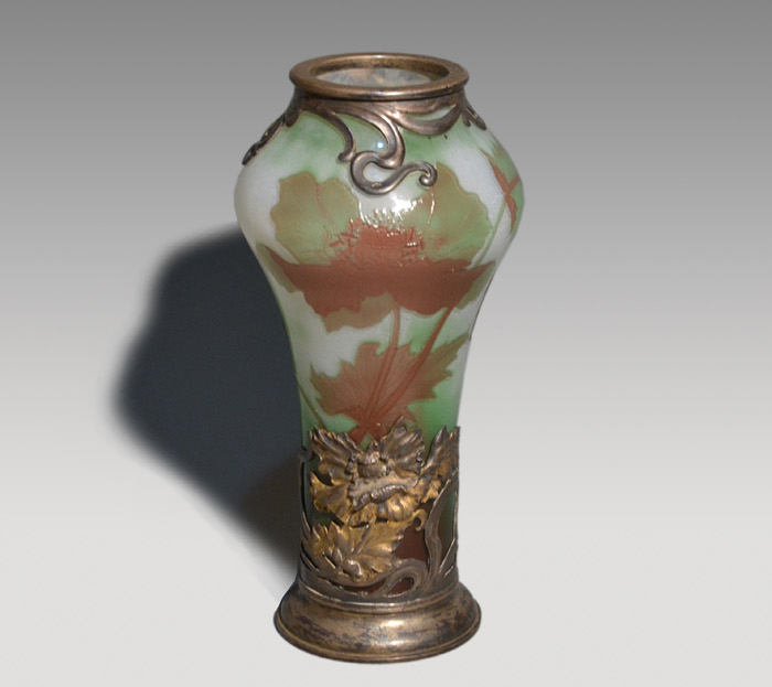 セーブル・クリスタルガラス アールヌーヴォー 花文 花瓶 | 古美術ささき