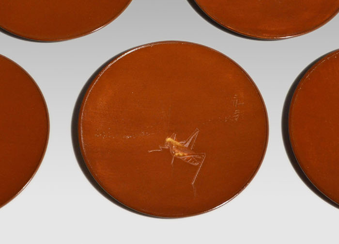 音丸耕堂(作) 木彫銘々菓子皿5枚 共箱 | 古美術ささき