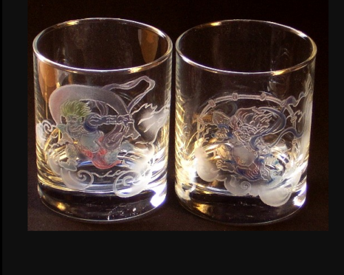 彫刻部分は作家手作り】アザミ ペアタンブラー 彫刻部分は作家手作り