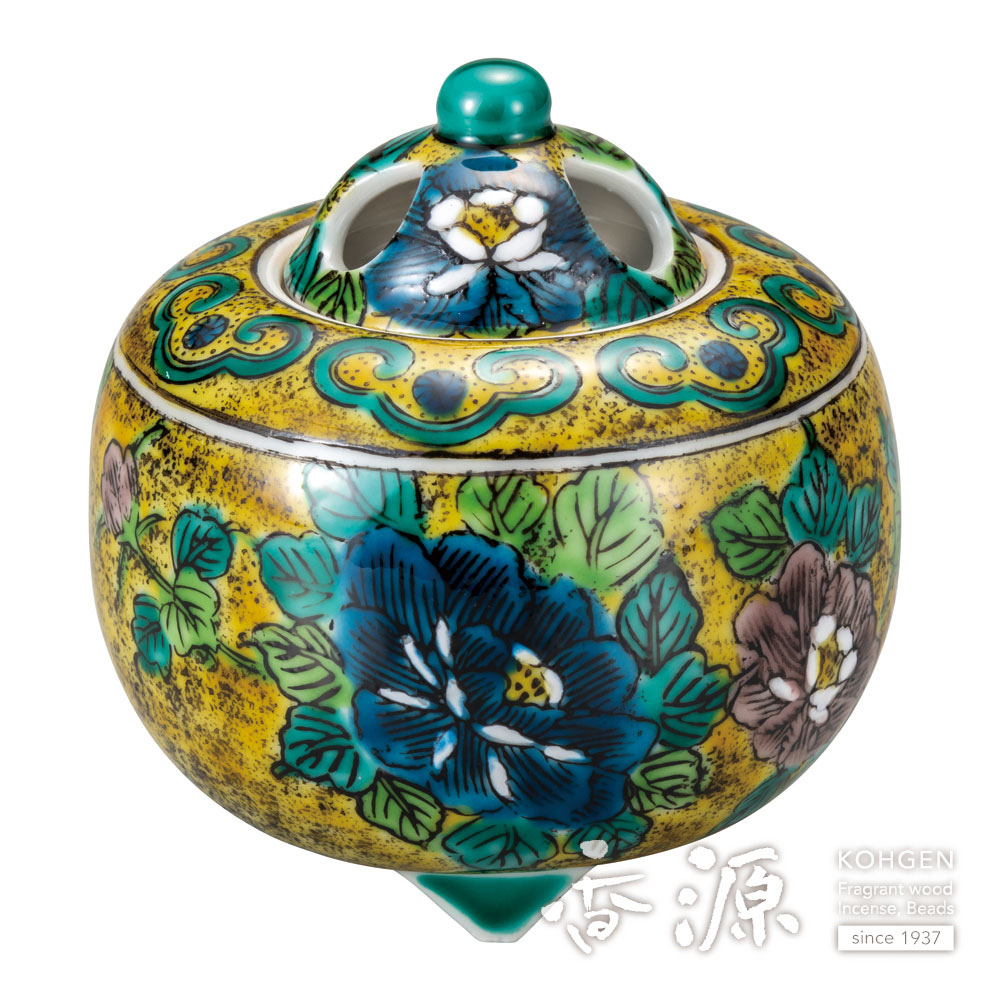 お値下げ】九谷焼香炉稚松細流ノ図秋水画中村秋糖作銀火屋付共箱付