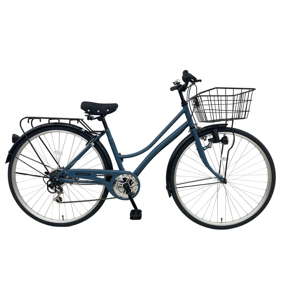 27インチシティサイクル ダークネイビー 前カゴ付き 27インチ 自転車 6