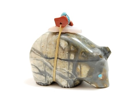 希少 ズニ族 フェティッシュネックレス 熊 ハンドメイド インディアン