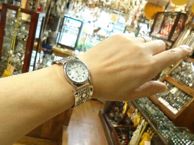 ナバホ族RB作オニキスシルバー腕時計 スヌーピー腕時計 インディアン