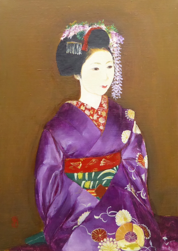 鬼頭鍋三郎舞妓木版画
