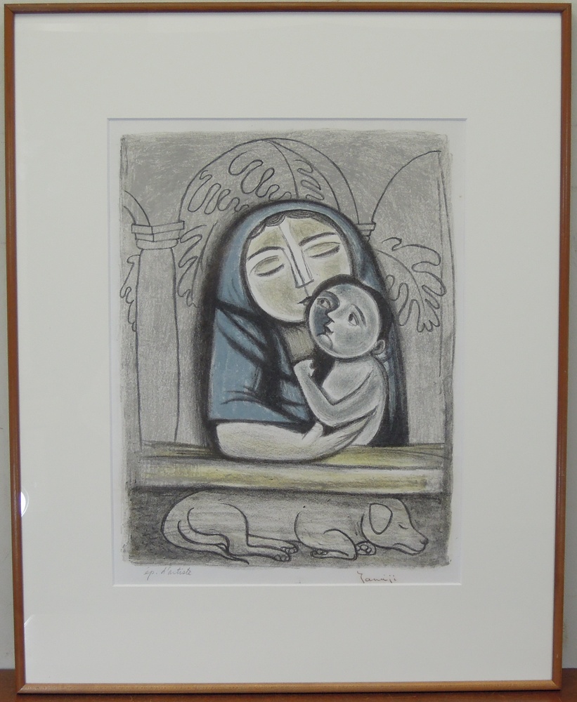 北川民次 [蛇を握る女]1951年 木版画 真作