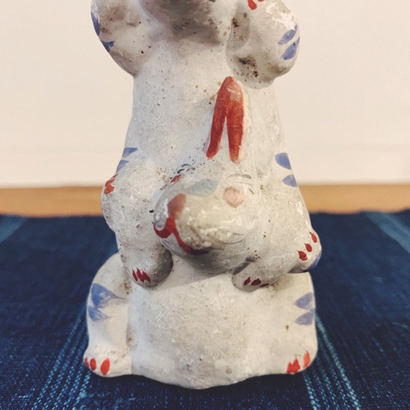 戦前の郷土玩具 珍品！ 青森土人形 福原英治郎作 三羽の兎 ｜ 民芸・土