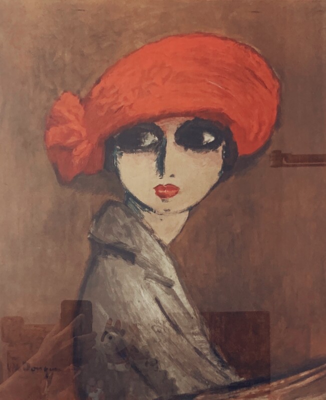 キース・ヴァン・ドンゲン『赤い帽子の女性』リトグラフポスター