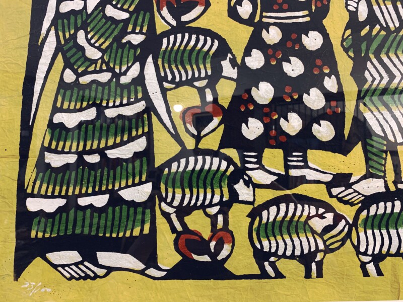 か*け様 渡辺禎雄 主イエスと子どもたち 木版画 額装 1974年 型染版画