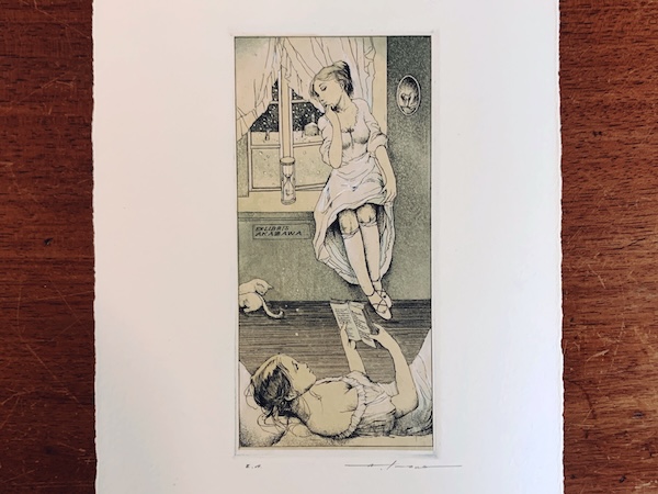 アルフォンスイノウエ 水辺の少女 銅版画 アルフォンス井上 蔵書票