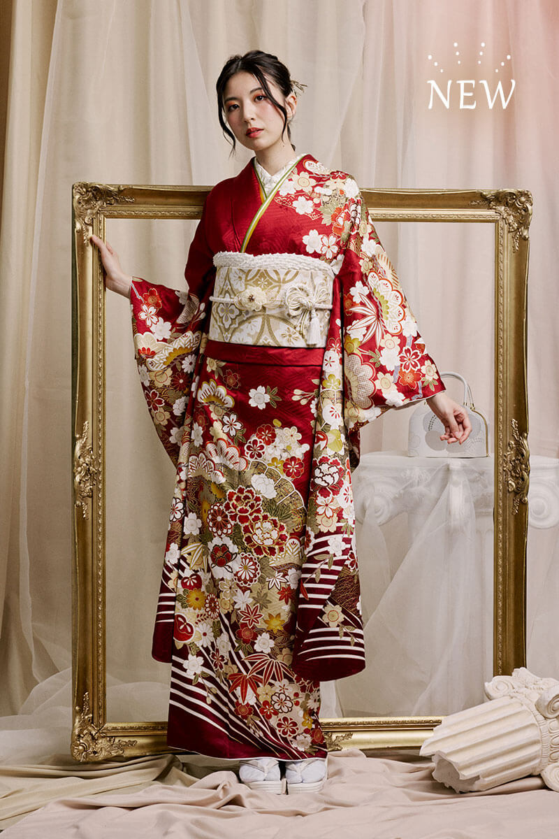 振袖 豪華 金駒 注文 金彩 紋意匠 ラメ刺繍 牡丹 蝶 身丈169cm 振袖