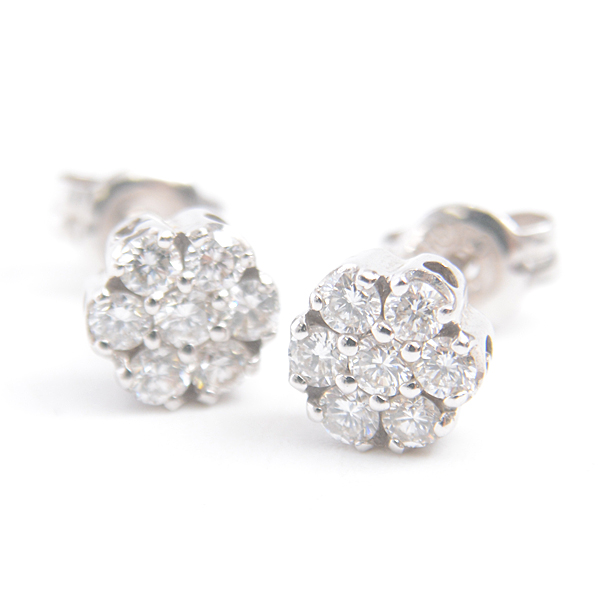 ポンテヴェキオ Ponte Vecchio K18WG フラワーモチーフ ダイヤ ピアス