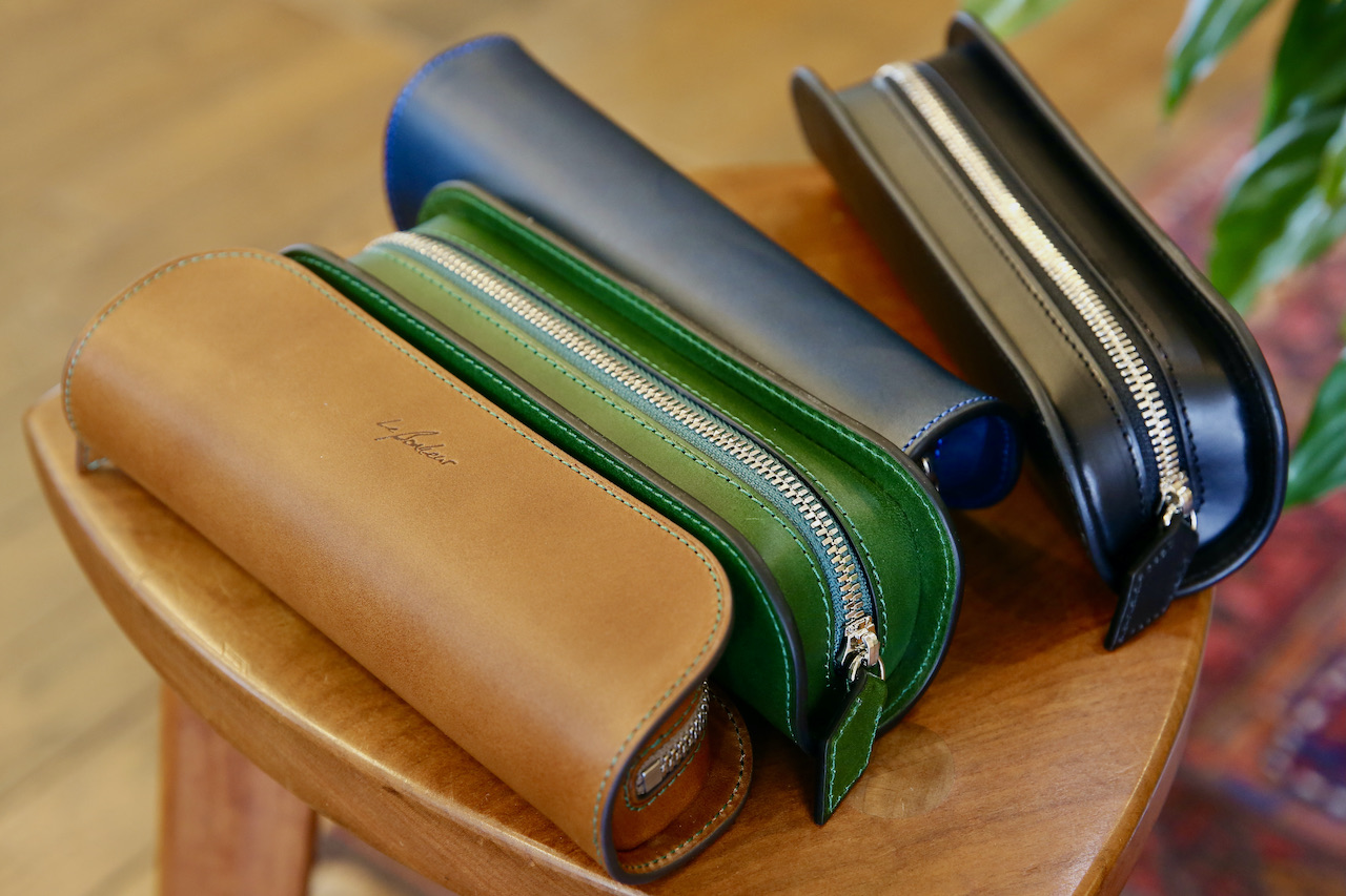 新品未使用品】ル・ボナー デブペンケース ブッテーロ キャメル レザー