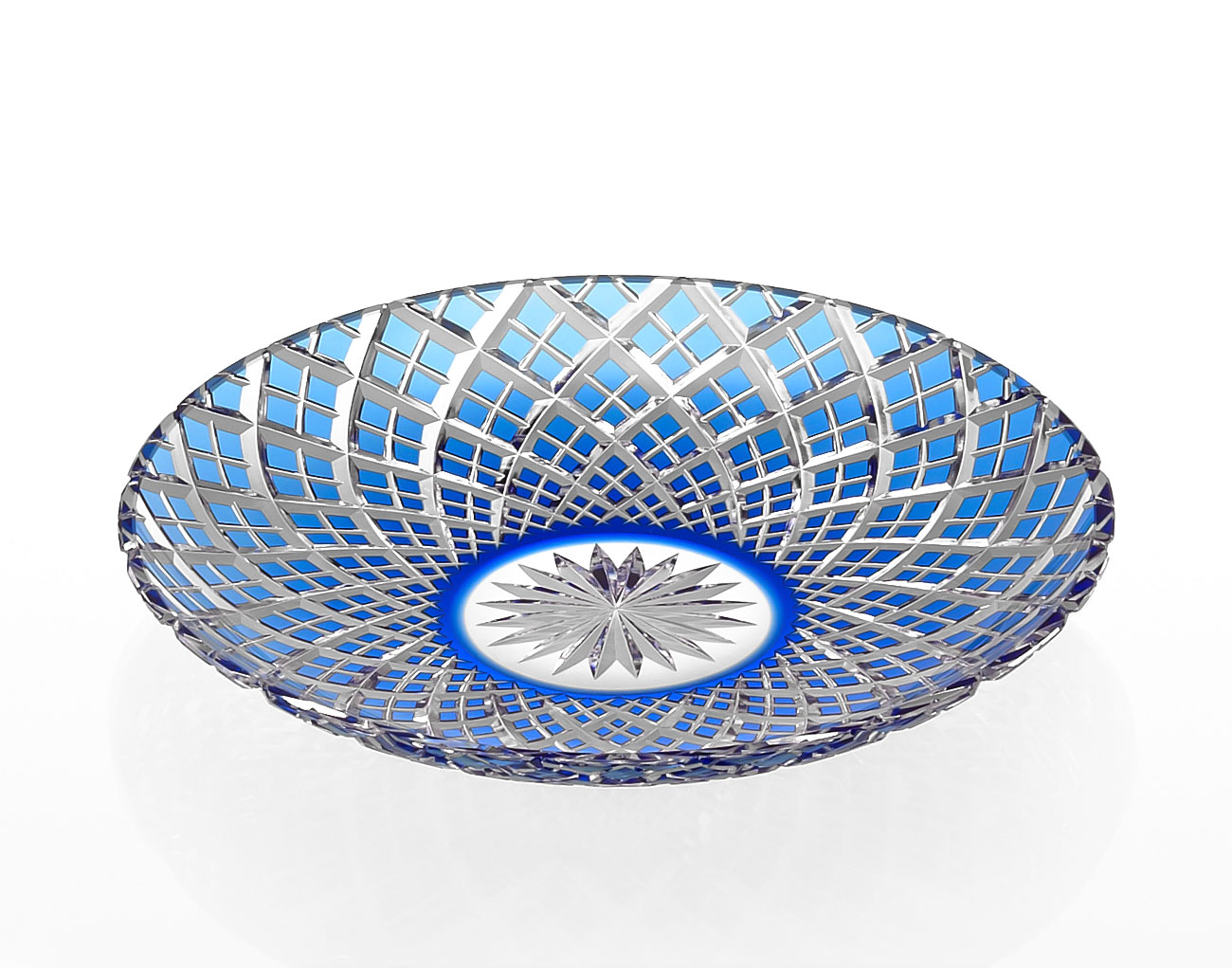 専用江戸後〜明治初期 ギヤマン手彫切子ハンドカット皿 10客 共箱直径