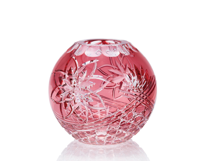 直営店限定 江戸切子 手まり花瓶 ＜花籠目＞ | カガミクリスタル