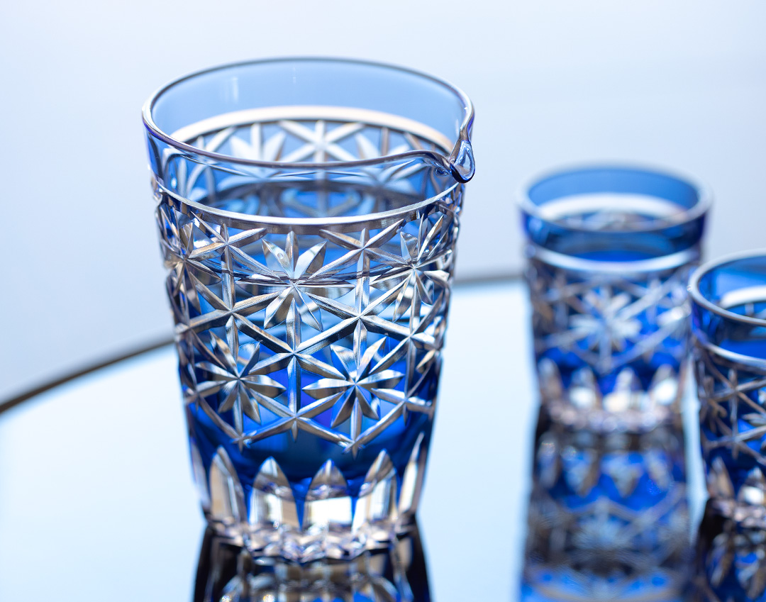 正人作 クリスタルガラス 切子 酒盃 共箱 N 6284 正人作 クリスタル