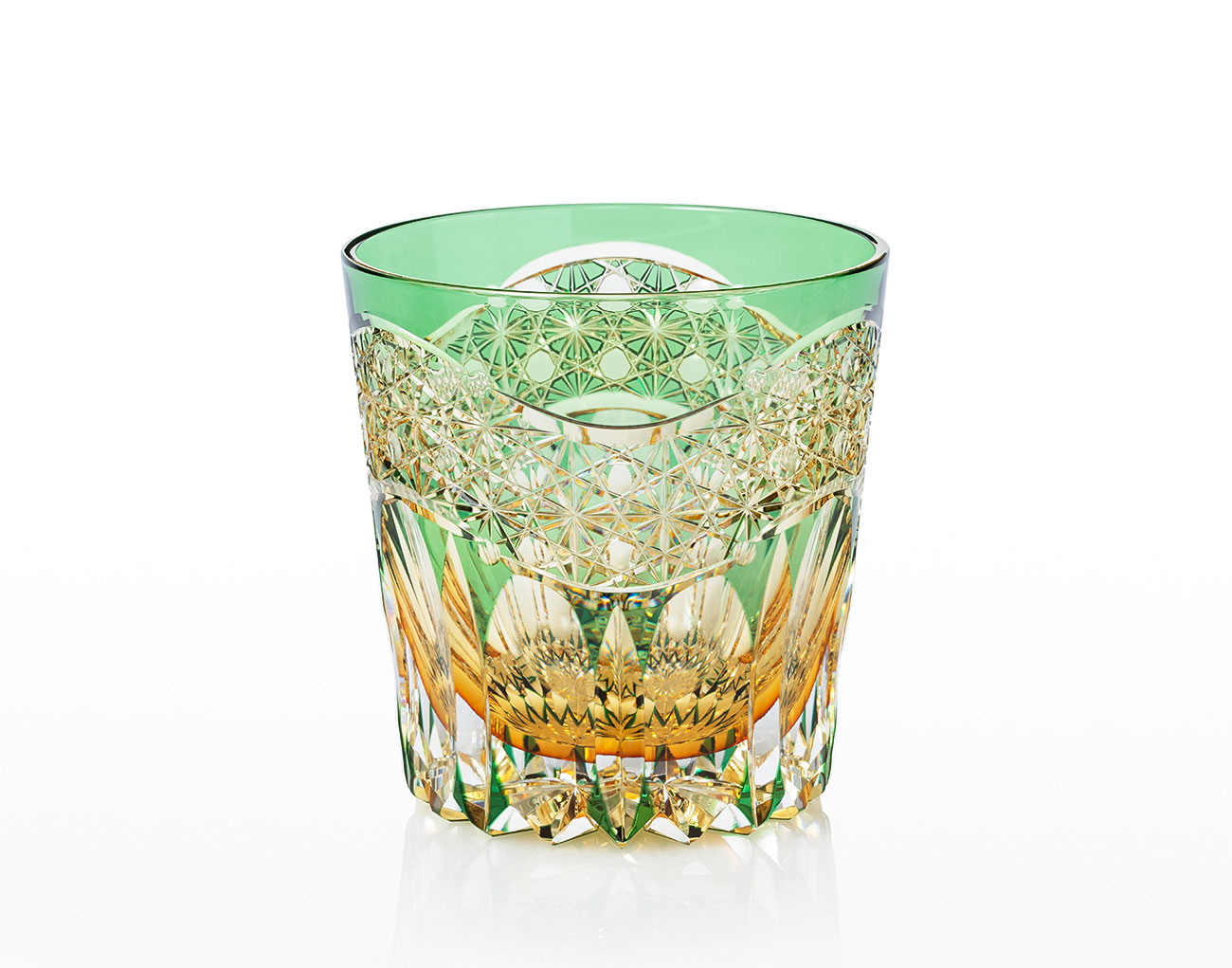 KAGAMI カガミクリスタル 江戸切子 緑切子 キャンディポット 江戸切子