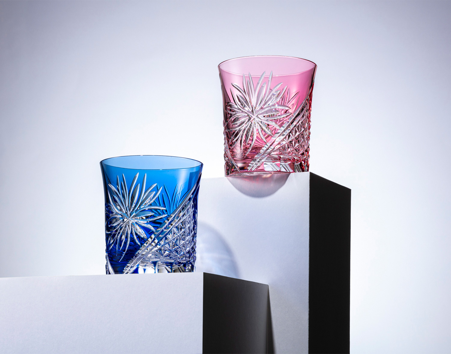 江戸切子 ペアロックグラス＜江戸菊＞ | カガミクリスタル