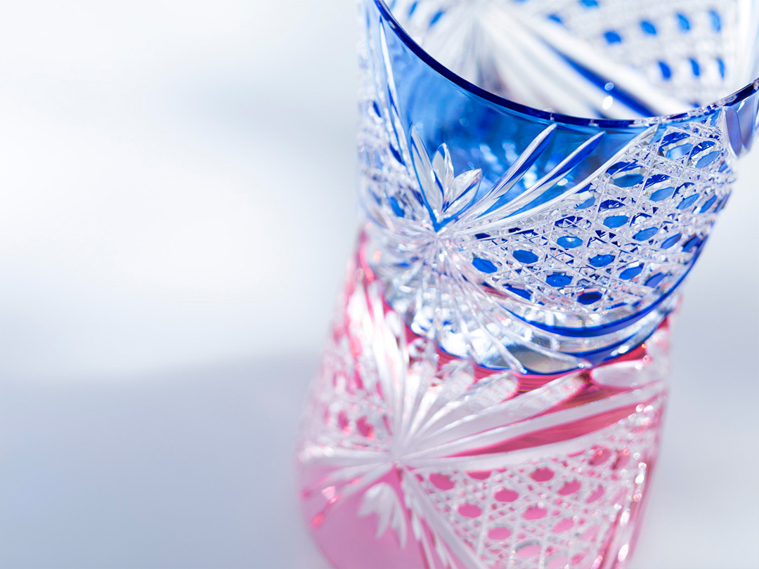 江戸切子 ペアロックグラス＜襷＞ | カガミクリスタル