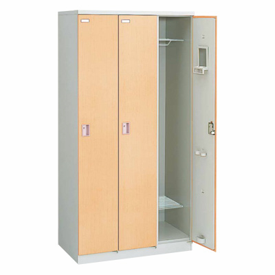 4573KB-Z726 3人用 スチールロッカー（木目扉） プレーン｜オフィス家具R