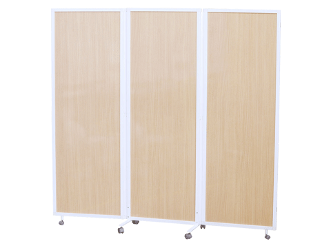 木目調3連ホワイトボードパーテーション YSFシリーズ 幅1800 奥行400