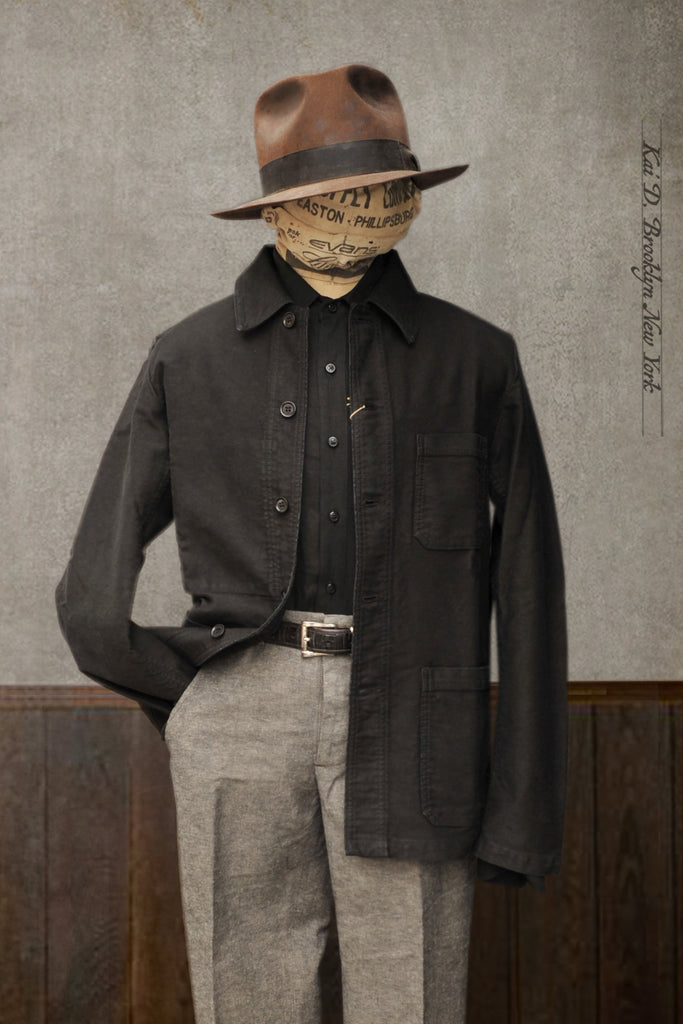 Kai D Utility — French Moleskin Work Jacket - Black - 46 (L), 48 (XL)