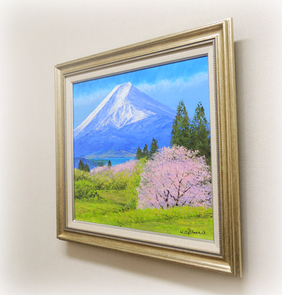 絵画 油絵 富士山と桜 （小川久雄） 送料無料 【肉筆】【油絵】【桜絵