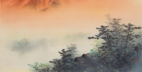 吉川和生作 赤富士 掛け軸 吉川和生作 赤富士 掛け軸