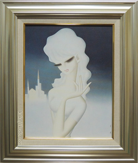 大型絵画 油彩 東郷青児「天使の樂園」 サイン 額装済み 肉筆手描き