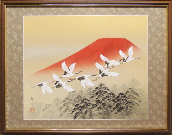 岩上鶴図】山元春挙 2677 ツル 共箱 掛け軸 肉筆 【公式通販】