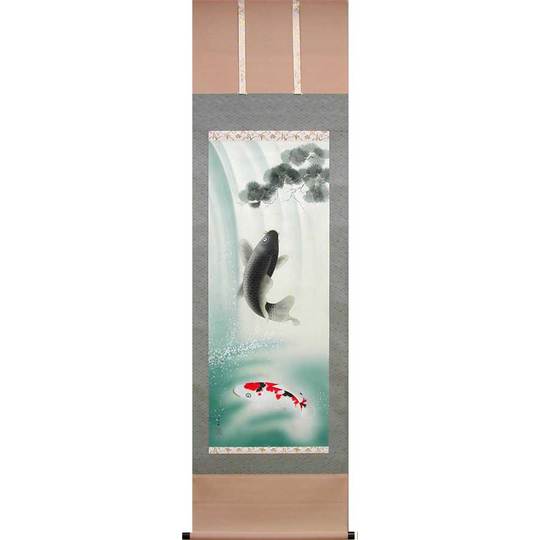 掛け軸 鮎とかわせみ 林玉泉 真筆証明書