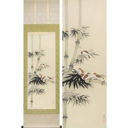 南宋画岸浪柳渓春江獨釣絹本肉筆掛軸