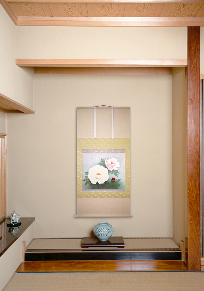 美品 掛け軸 中川幸彦作「奥入瀬」縁起物 共箱 美術年鑑掲載 太巻付 夏