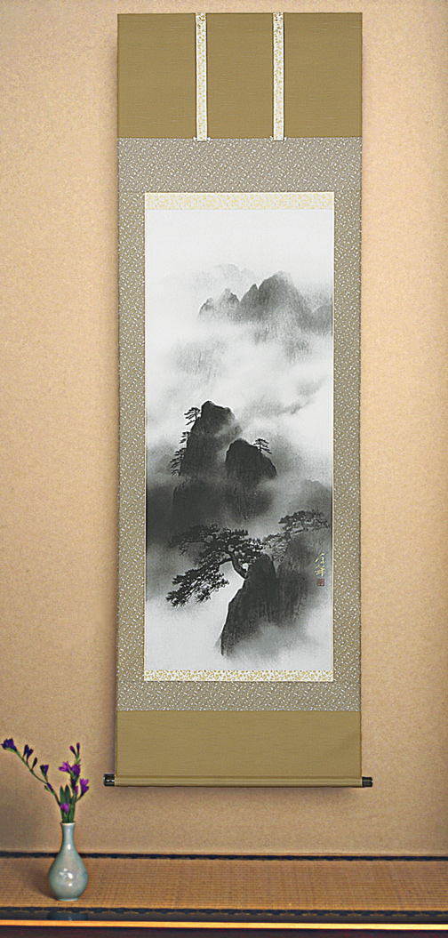 美品 掛け軸 大竹正芳作「朝涼」朝顔図 共箱 太巻き付 美術年鑑掲載 美