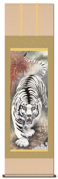 消災百虎朱竹之図（しょうさいびゃっこしゅちくのず） 加納 悠峰 尺五