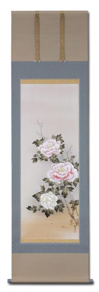牡丹 佐藤景月 尺五立 肉筆！ 花鳥画 - 掛け軸（掛軸）販売通販なら