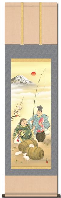 特価]希少 恵比寿様大黒様祝福舞掛軸 大黒天 大黒様 恵比寿様 恵比寿天