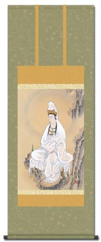 岩上観音「観音様」 大森宗華 （尺五）あんどん 日本製 観音 - 掛け軸