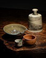 吉野敬子作 朝鮮唐津湯呑 2脚セット 遺作 径7cm 高さ8.5cm