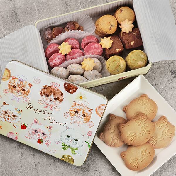 オンラインストア限定 ダダカ こねこのこねこねクッキー缶 HappyNyao