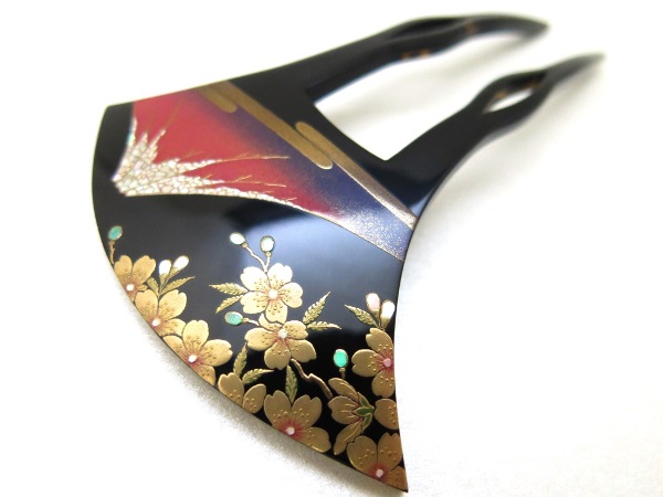 べっ甲） ファッション アンティーク 櫛 かんざし 金 蒔絵 本鼈甲 本金