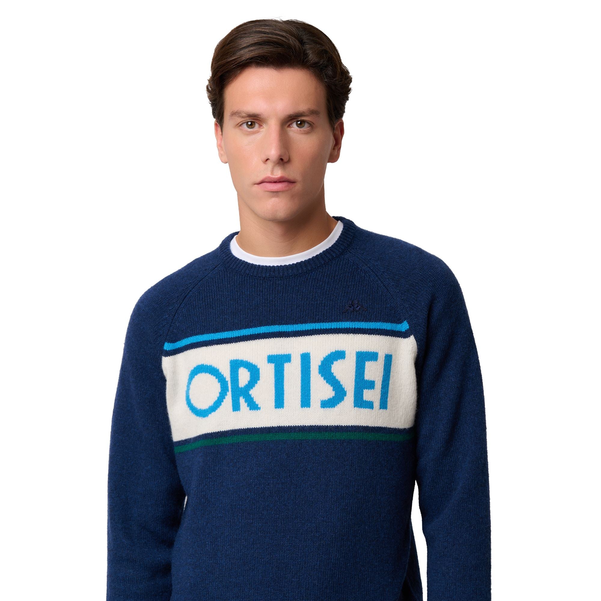 KNITWEAR Man EROI KNIT ORTISEI Jumper BLUE-WHITE NATURAL-AZURE-GREEN
