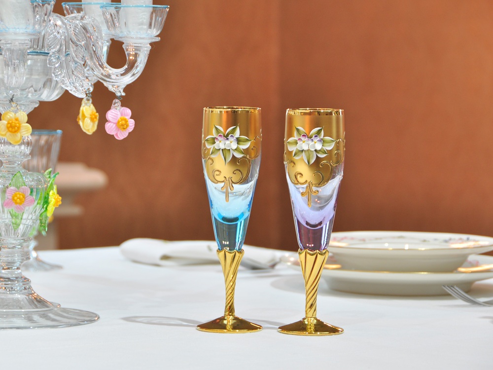 ベネチアガラス 香水瓶 5本セット (金彩 色ガラス ) ベネチアガラス