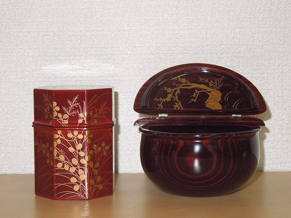 c666 寸胴茶器 﨔 翡翠蒔絵 中村宗悦 木箱 茶道具 古物 c666 寸胴茶器