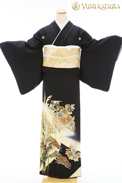正絹 留袖 レンタル 5紋 120088 【プレミアム】 桂由美・菊花龍に松竹