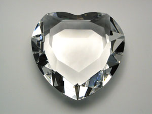 クリスタル・ペーパーウエイト（多面カット・ハート形）,HS-PW-75x75