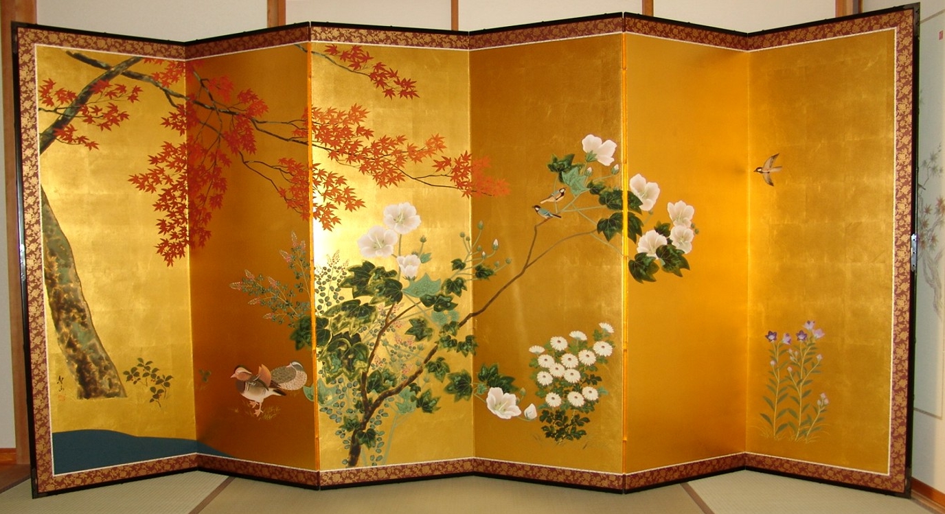 金箔使用 竹の日本画屏風 4枚組 金箔使用 竹の日本画屏風 4枚組 - メルカリ