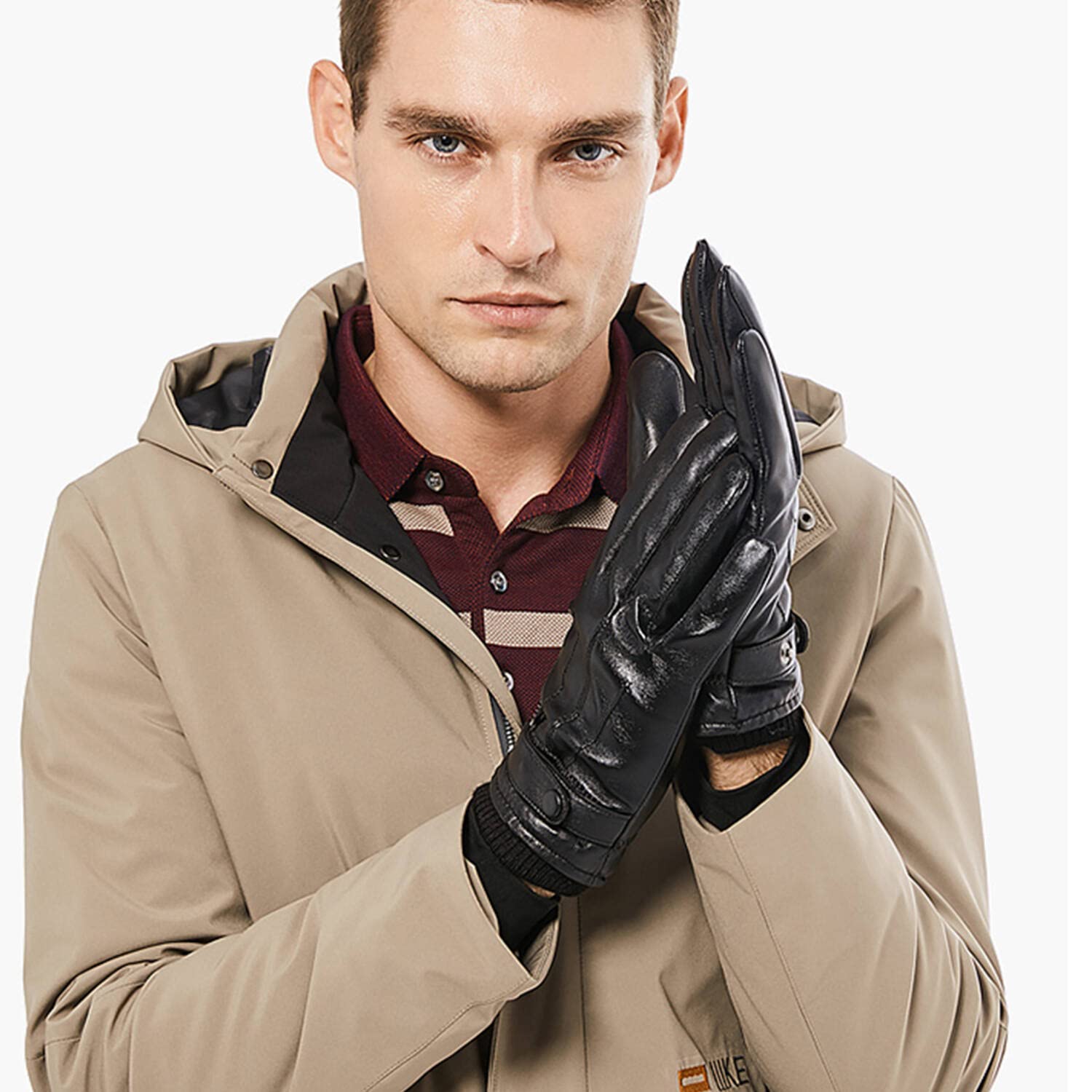 BISON DENIM Winter Sheepskin Leather Gloves – Kinzd