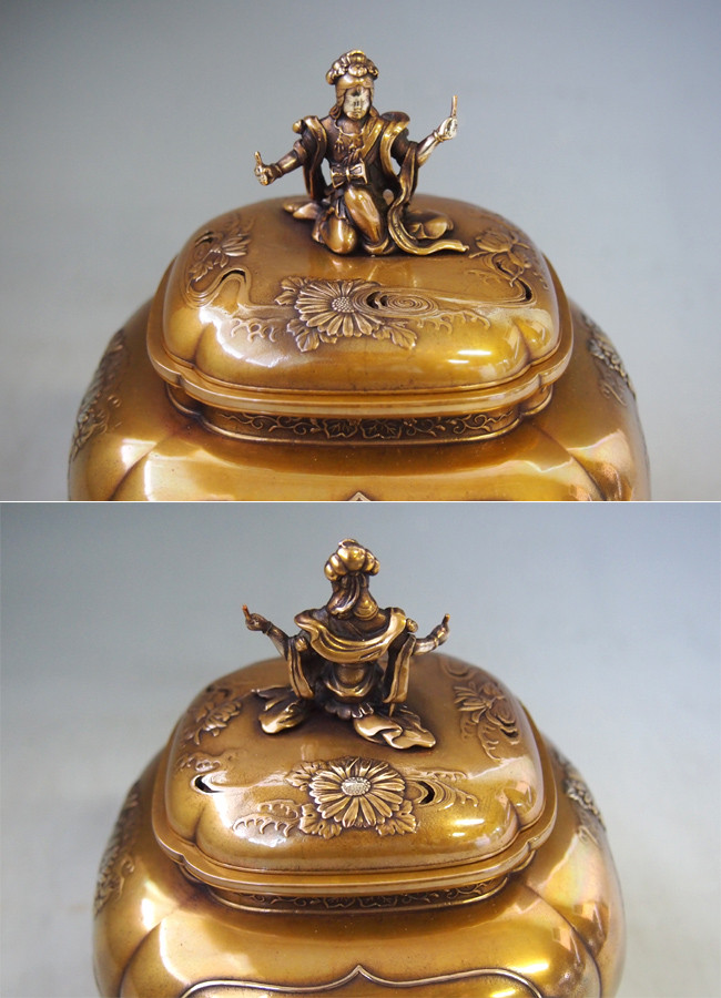 dk60-05,奏楽天人香炉 津雪作 【 高岡銅器 】