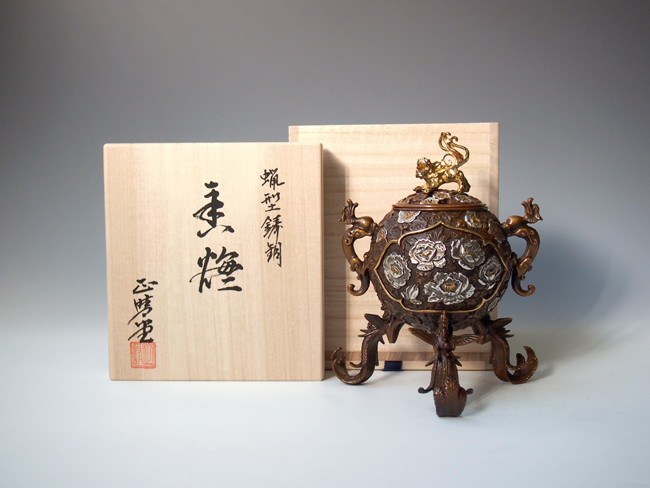 銅製 梅花狐香炉 吉祥九尾狐 茶室禅意薫香炉 装飾品 工芸
